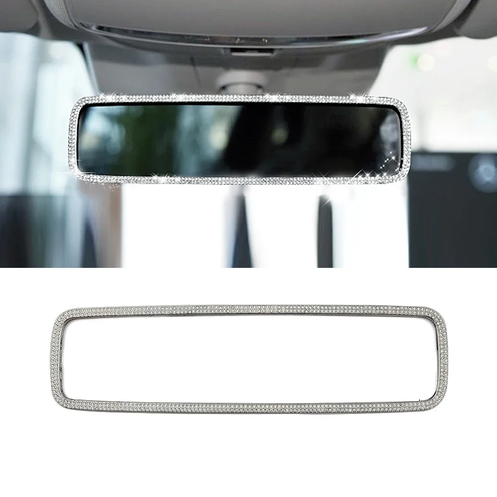 

For Mercedes Benz E W213 E200 E220 E250 Interior Rearview Rear View Mirror Cover Trim Sticker Artificial Crystal Diamond Decal