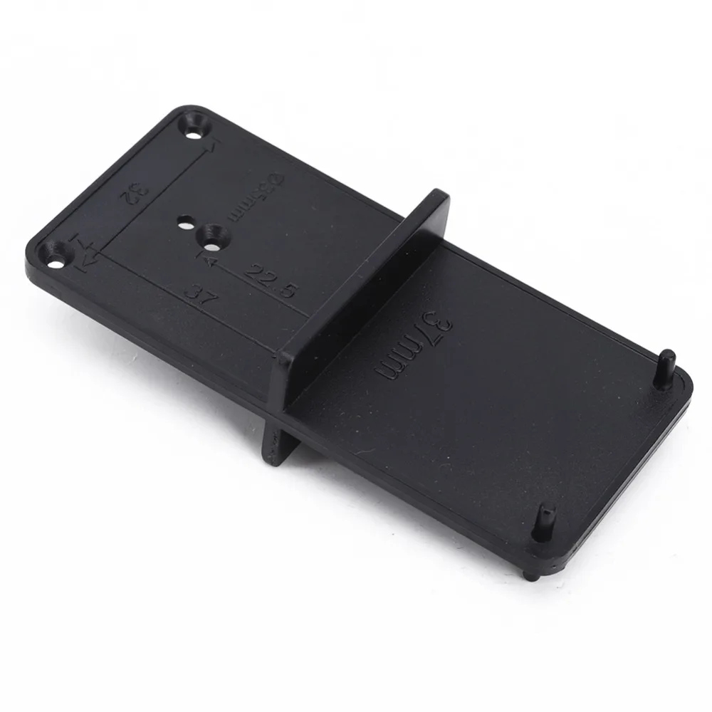 2PCS Black Hinge Hole Locator Compact Pocket Size 85x40mm Hinge Drill Guide Hinge Hole Opener Cabinet Hinge Template