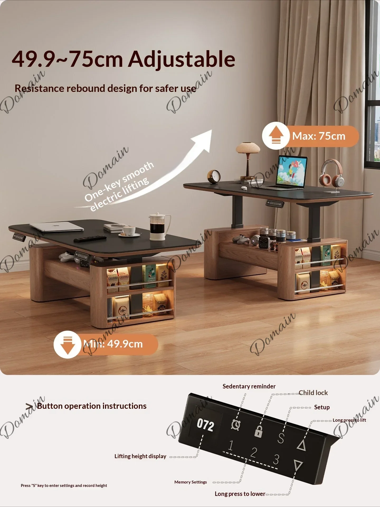 ER Any Size Custom Nordic Style Electric Lift Coffee Table Sturdy Durable Living Room Home Luxury Multi Functional Tea Table Fur