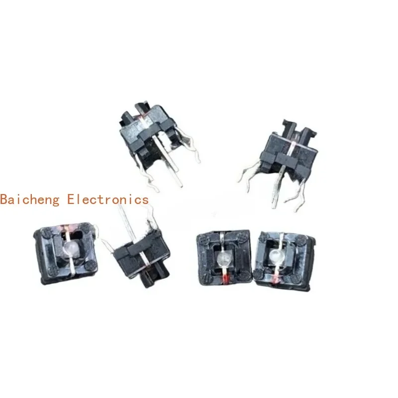 

50PCS Light touch 6.5 * 6.5 * 7 with red LED light, button on/off, 6-pin