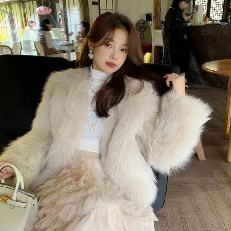 Damskie płaszcze z imitacji futra, unikalne, dwukolorowe, do biura, młodzieżowe, w stylu teddy-bear, wygodne, zapinane na zatrzaski, z wysokim kołnierzem, luźne, z golfem, modne.