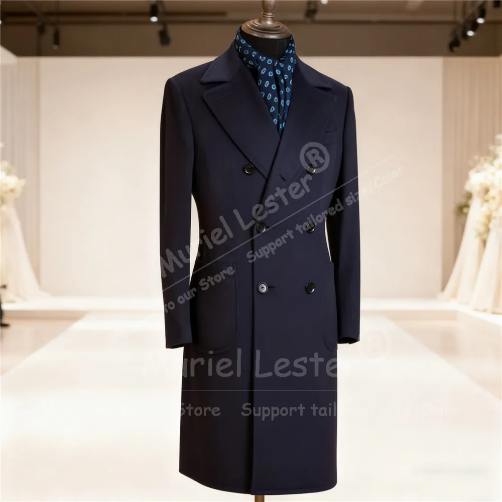 

Man Vintage Tweed Woolen Blend Suit Jacketd Double Breasted Coat Long Customized Groom Blazers Outfits Men's Windproof Overcoat