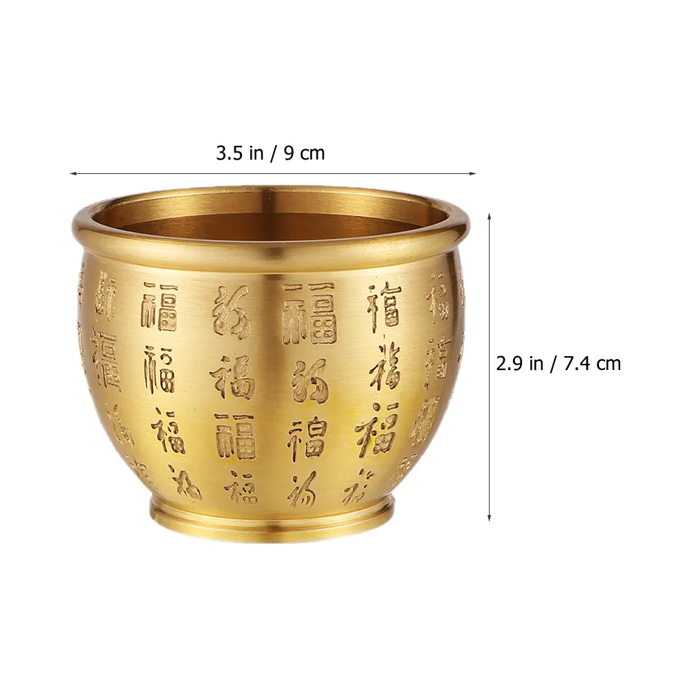 

Gold Cicada Hundred Blessings Small Brass Offering Bowl Fortune Treasure Basin For Home Office Decor Wealth Luck Bowl
