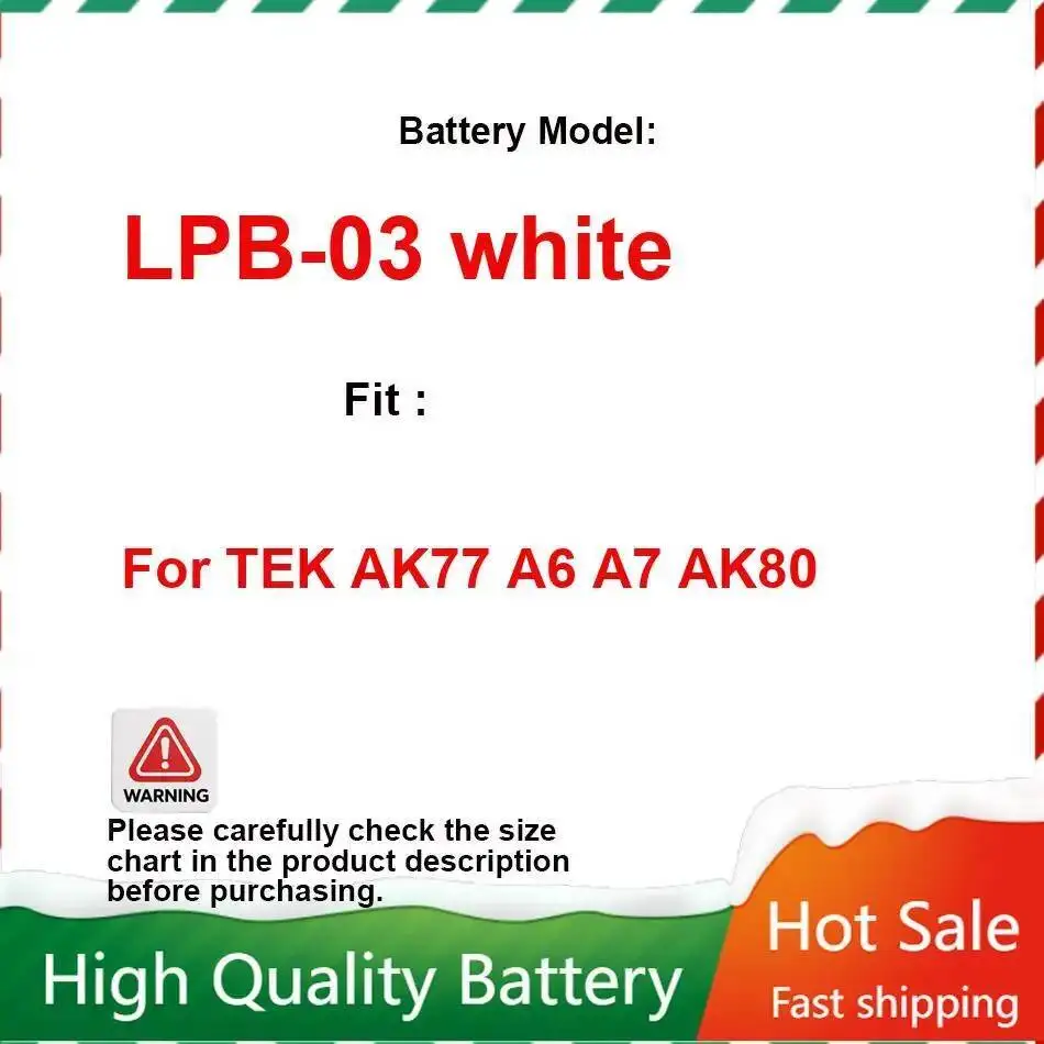 

3500Mah For Tek AK77 A6 A7 AK80 Durable Measuring Equipment Battery Lpb-03 White