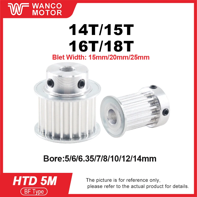 Poulie de distribution HTD 5M, alésage 5-14mm, type BF, 5M-14 dents, 15 dents, 16 dents, 18T, poulie synchrone, largeur de courroie 10/15/20/25mm, poulie à engrenage