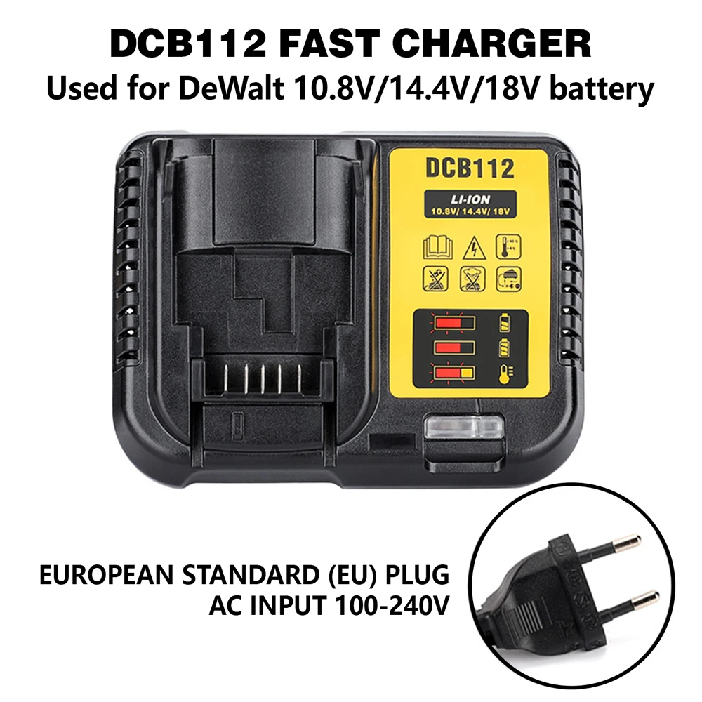 

DCB112 Lithium Battery Charger For Dewalt 12V 14.4V 18V 20V DCB206 DCB205 DCB204 DCB203 DCB120,DCB107 DCB115 DCB105 Fast Charger