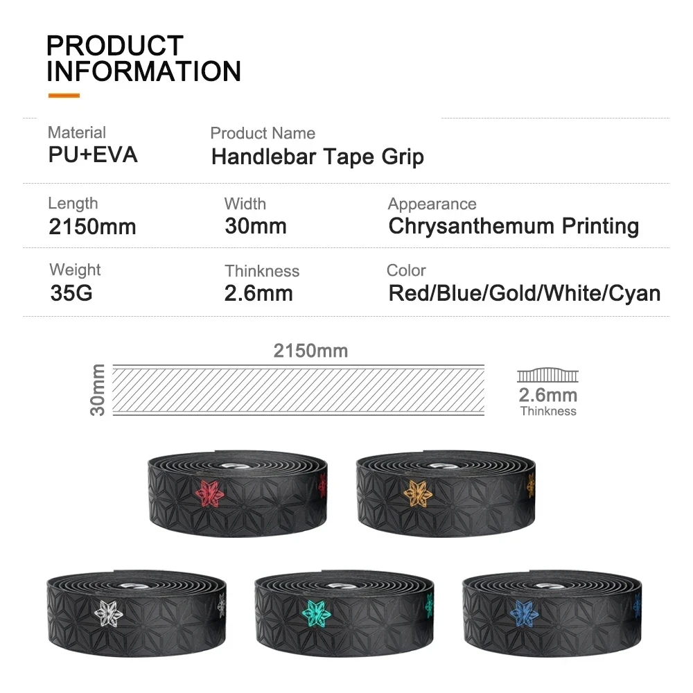 Road Bike Handlebar Tape Two-Colors Chrysanthemum Pattern Handlebar Tapes Non-slip and breathable Bar Tape Handlebar Accessories