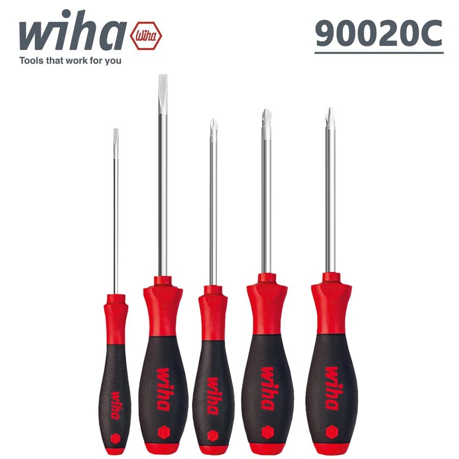 

WIHA 90020C Household Installation Screwdriver 5-piece Set Long Slender Handle Screw Driver Magnetic Screwdriver Set for Slotted