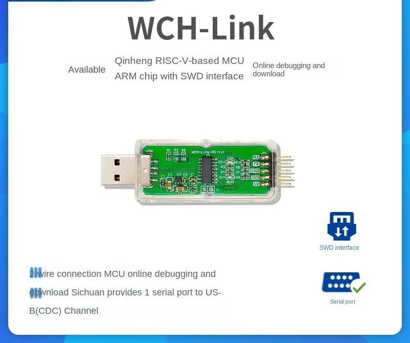 WCH link download debugger risc-v framework MCU online debugging SWD interface chip programming