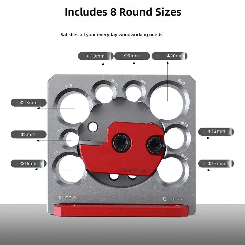 8-Hole Electric Drill Rounder Adjustable Woodworking Tool for Converting Rectangular Strips to Round Wooden Sticks Tenon