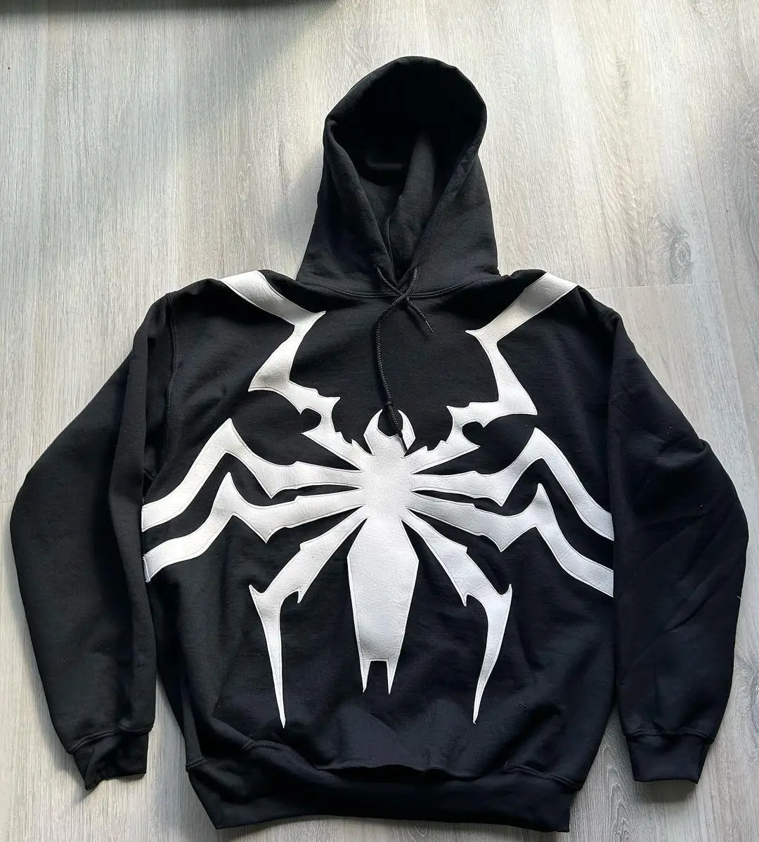 European and American autumn and winter dark street trend spider American print men's and women's hooded pullover hoodie