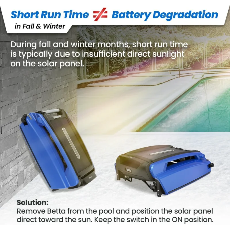 Betta SE Solar Powered Automatic Robotic Pool Surface Skimmer Cleaner with 30-Hour Continuous Cleaning Battery Power
