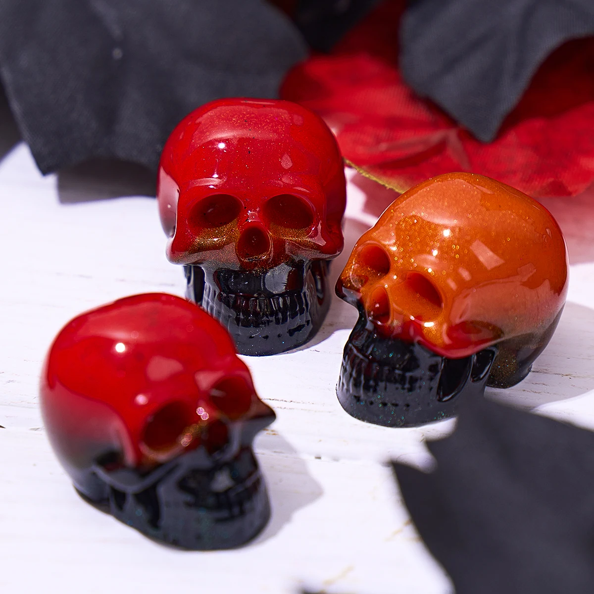 Halloween Ornament Mini Skull Silicone Candle Mold DIY Plaster Epoxy Resin Necklace Bracelet Keychain Jewelry Craft Molds view 5