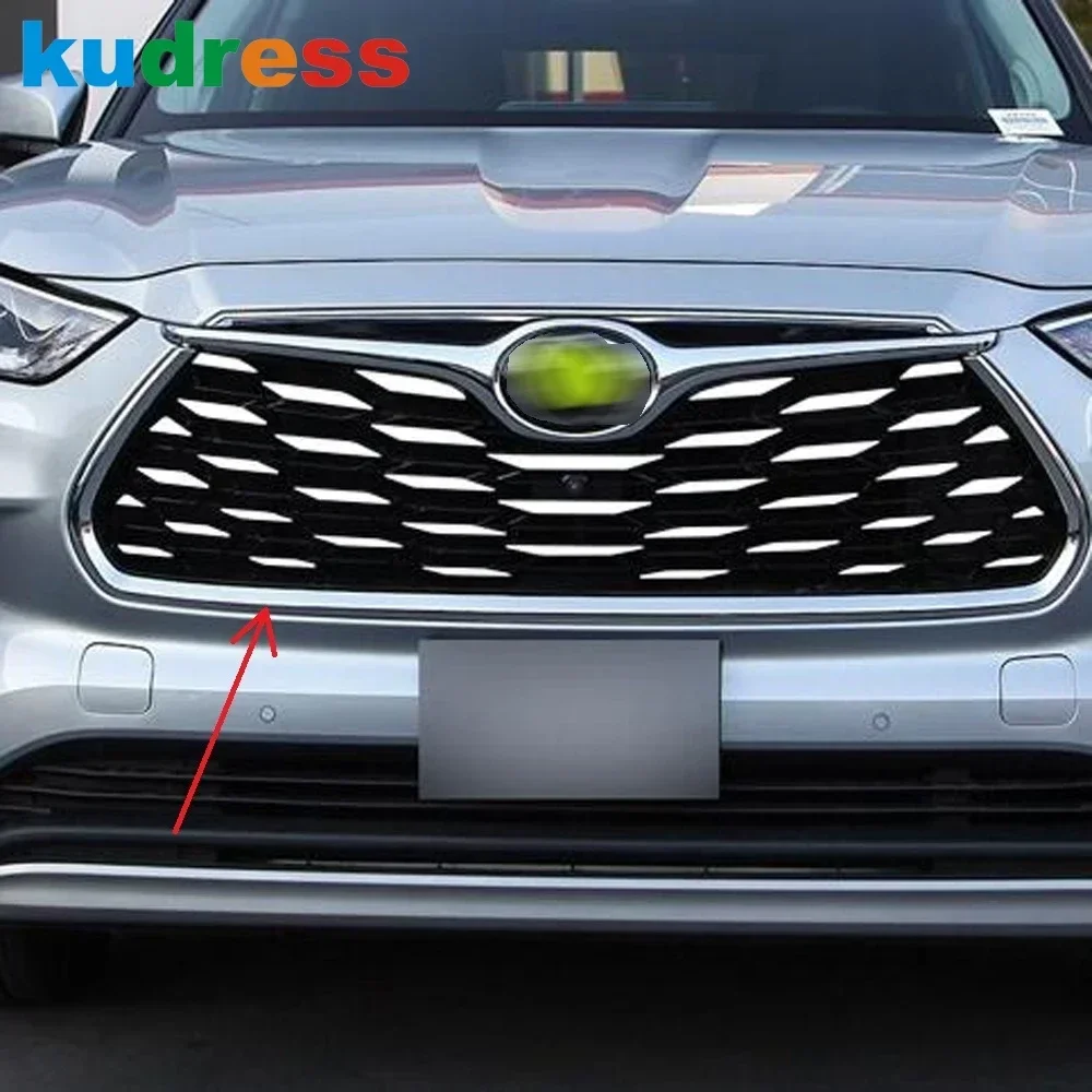 For Toyota Highlander XU70 Kluger Hybrid 2021 2022 2023 2024 Chrome Car Front Grille Grill Cover Trim Frame Around Accessories