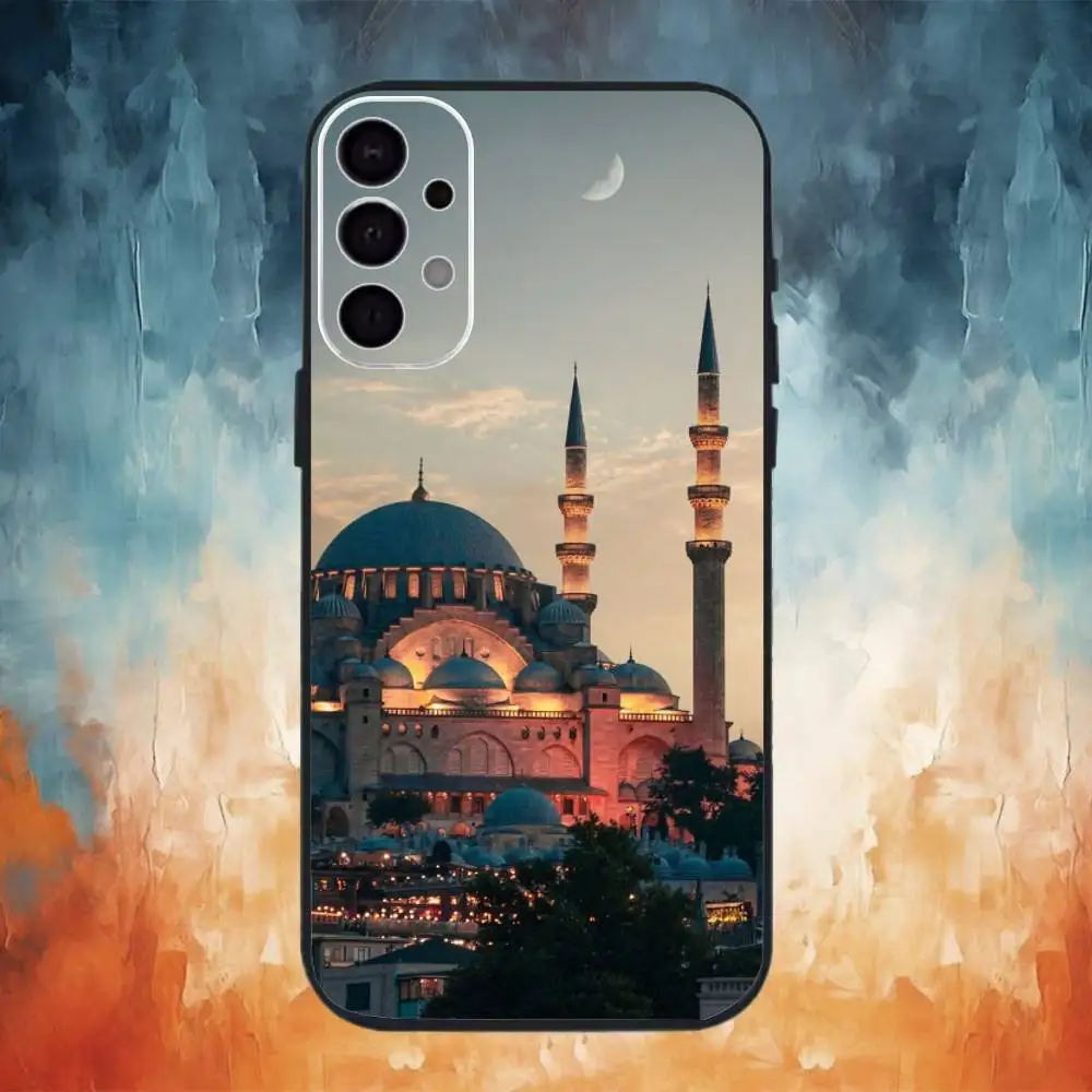 تركيا اسطنبول مشهد الهاتف حقيبة لهاتف سامسونج S25، S24، S21، S22، S23، S30، الترا، S20، زائد، Fe، ملاحظة، 10,9,5G غطاء أسود