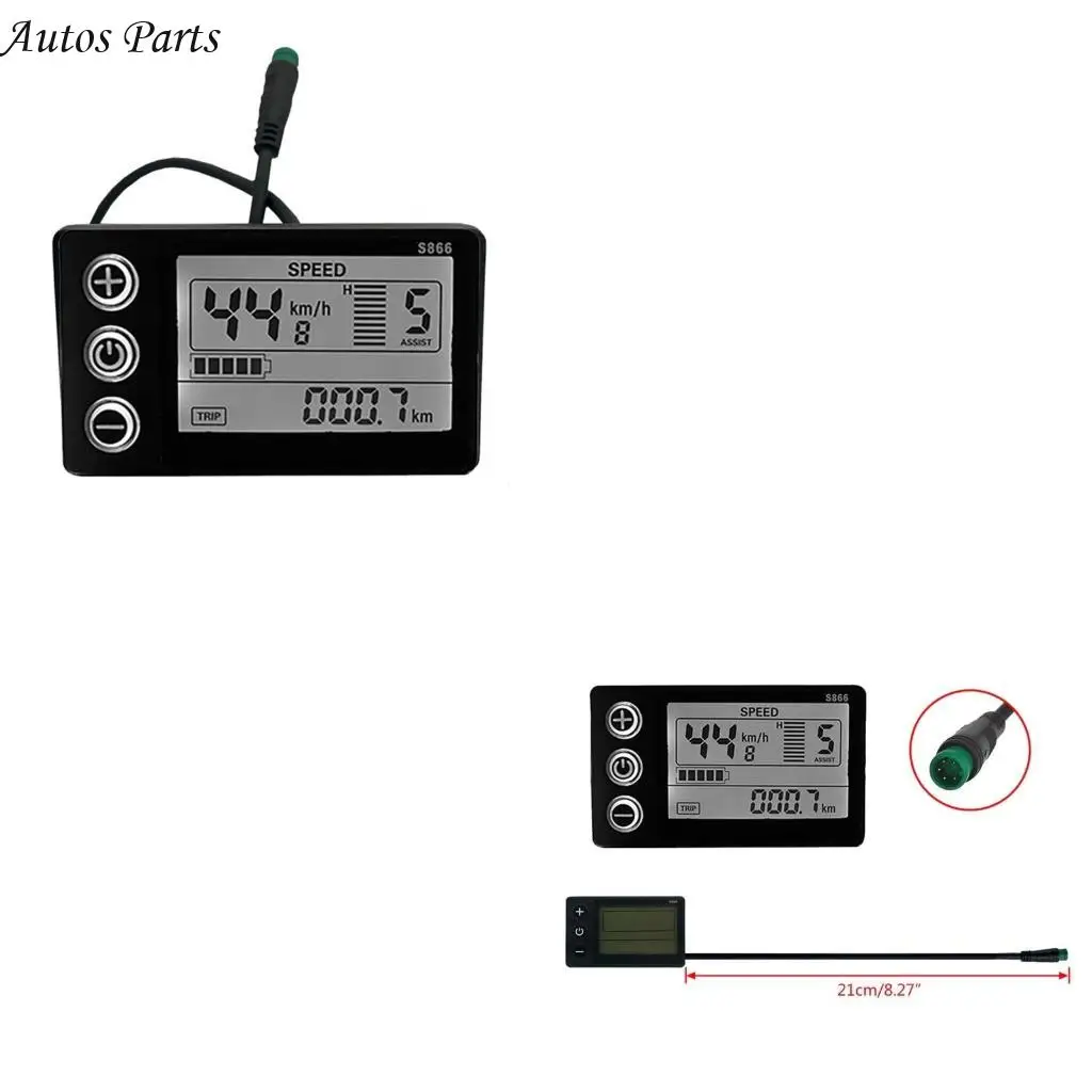 57BA 24V/36V/48V LCD Display Waterproof Plug S866 Controller Panel Dashboard Computer Electric Modification Accessory