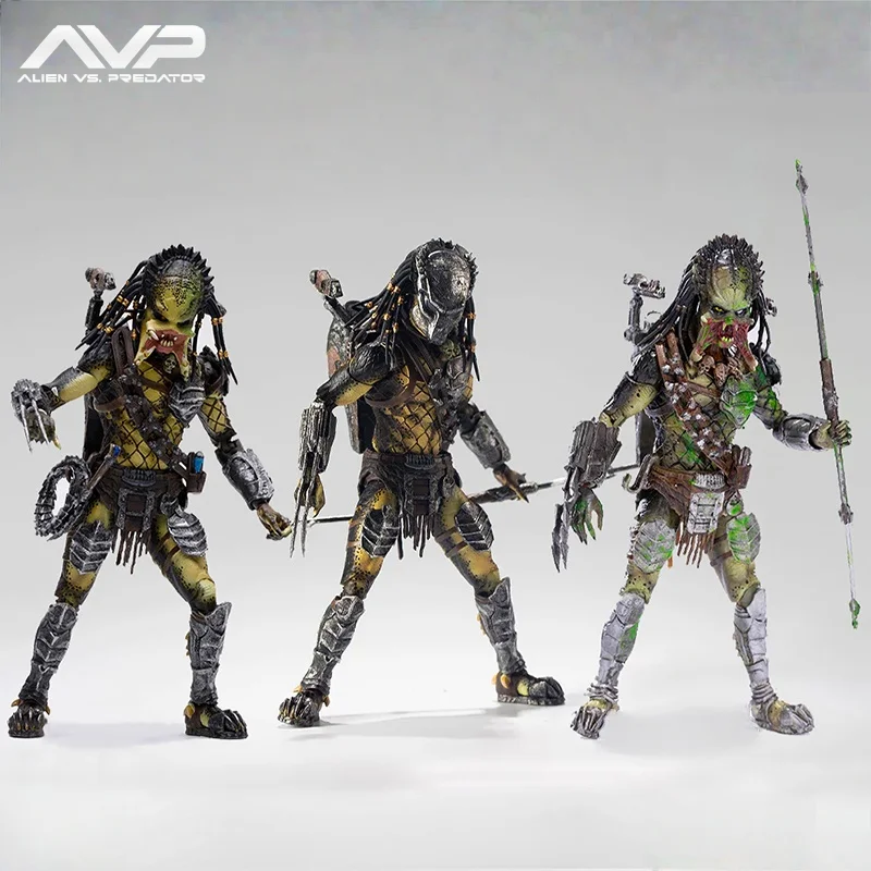 В наличии 1/18 Hiya Aliens Vs Predator Wolf Predator Фигурка суставов Подвижная модель Avp Movie Merch Alien Модная игрушка Детский подарок