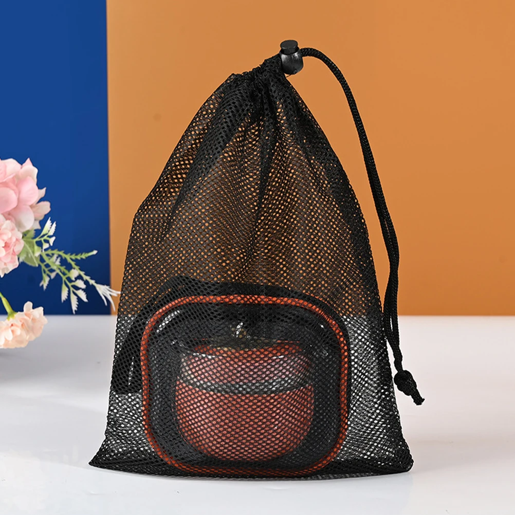 

10pcs Mesh Drawstring Bag Strong Lightweight Polyester Foldable Storage for Golf Balls Wet Clothes Fitness Laundry Stuff Sack