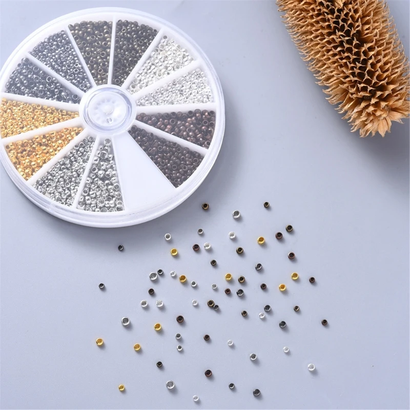 2400/3000Pcs Crimp Beads in 6 Colors Essential Jewelry Making Supplies Stopper Crimping Beads for Jewelry Beading N2UE