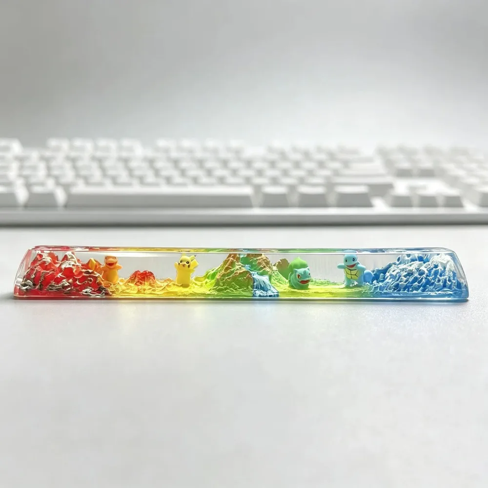 Pokémon Three-dimensional Keycap Eevee Resin Spacebar‌ Volcanic Forest Scene Cross-axis Mechanical Keyboard Game E-sports