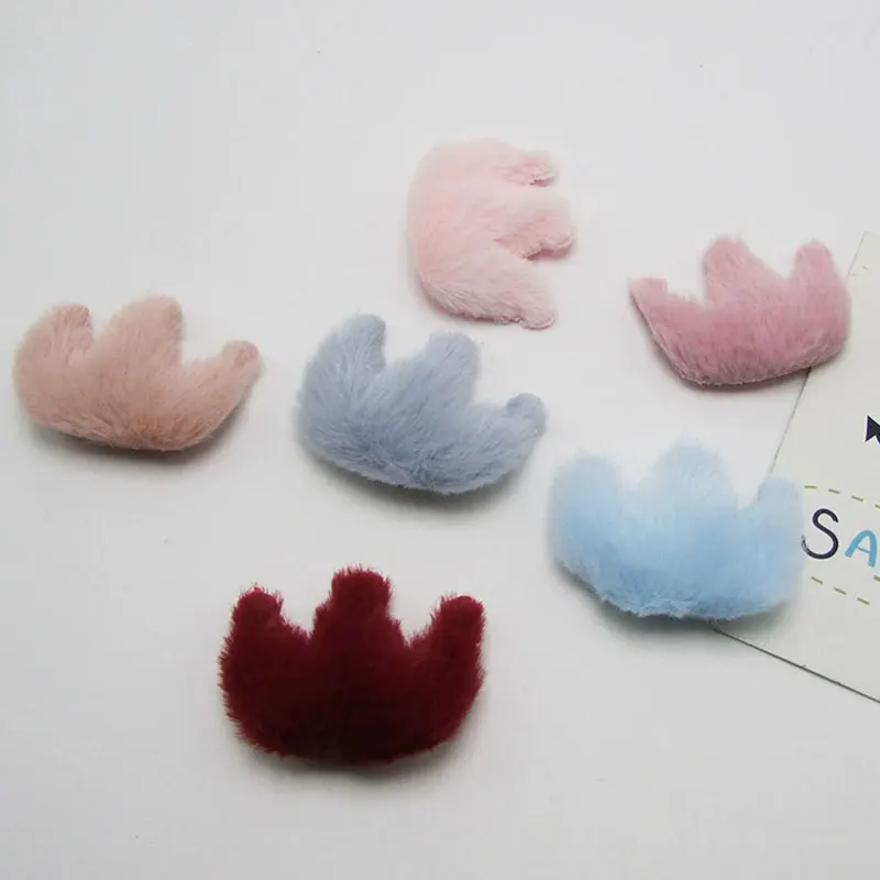 Small size 40pcs/lot Multi Color Furry Felt Padded Heart/Star/Crown Appliques for DIY Handmade Children\'s hair Clip Accessories