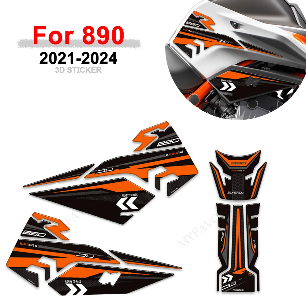 

Motorcycle For 890 Duk Motorcycle Fairing Fender Protector Tank Pad Side Grips Gas Fuel Oil Kit Knee TankPad Stickers Decals