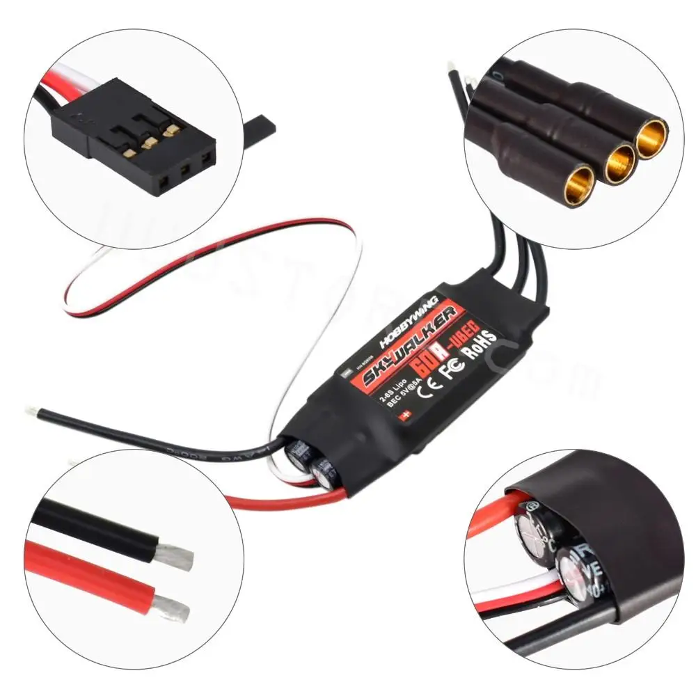 Skywalker 60A ESC Brushless UBEC 3A 2-6S LIPO For RC FPV Quadcopter Skywalker Airplane