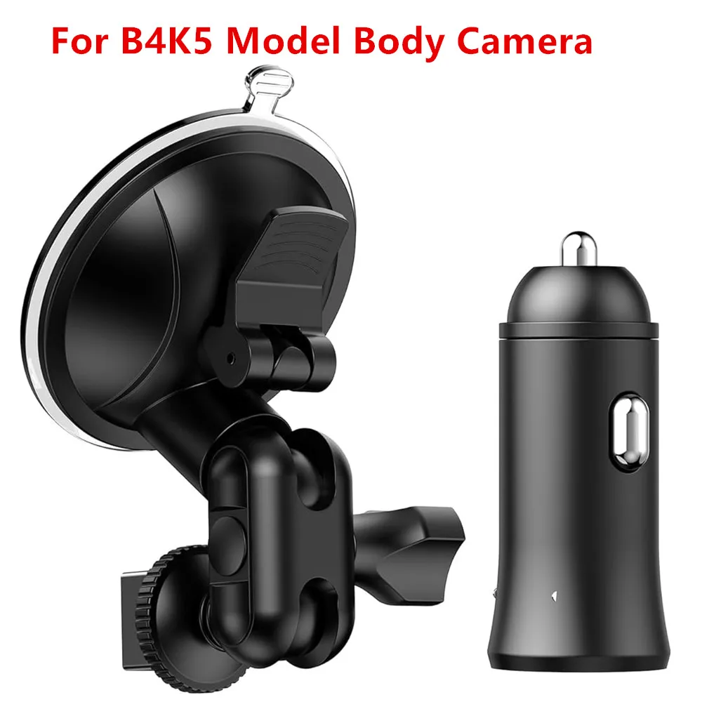 BOBLOV Car Suction Cup for B4K5 Body Camera Car Mount and a Car Charger ONLY for B4K5 Body Camera