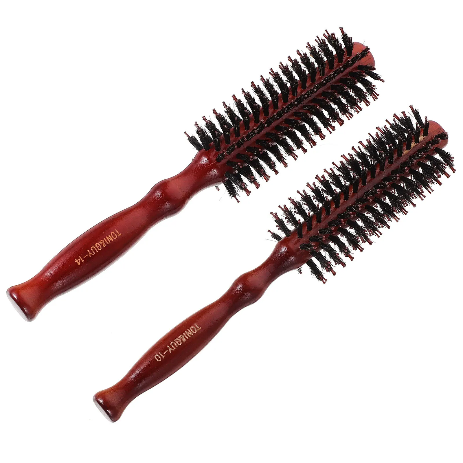 

2 шт. натуральных круглых расчесок из щетины кабана для женщин, с деревянной ручкой, для контроля пушистости, укладки длинных и коротких вьющихся волос