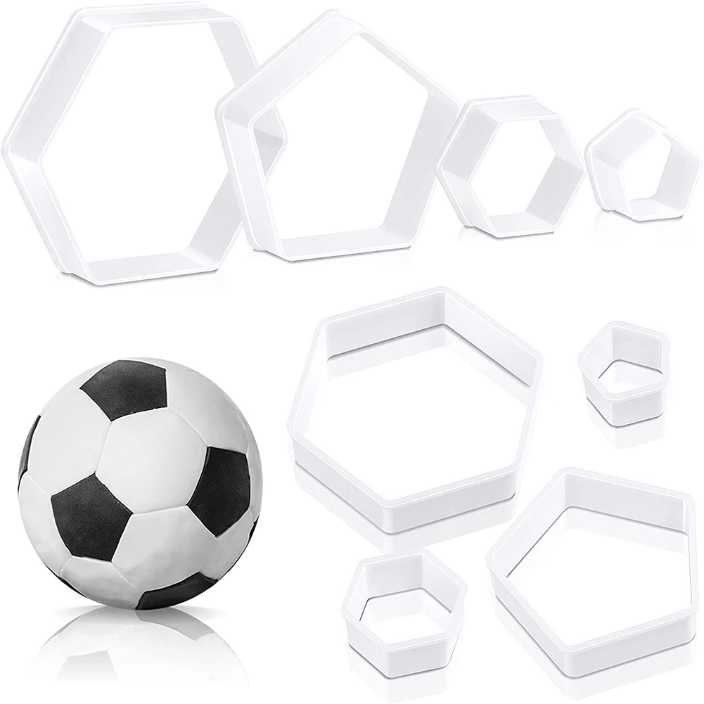 Football Pattern Cookie Cutters Football Cake Fondant Hexagon Cutter for Kitchen DIY Cake Decorating Tools