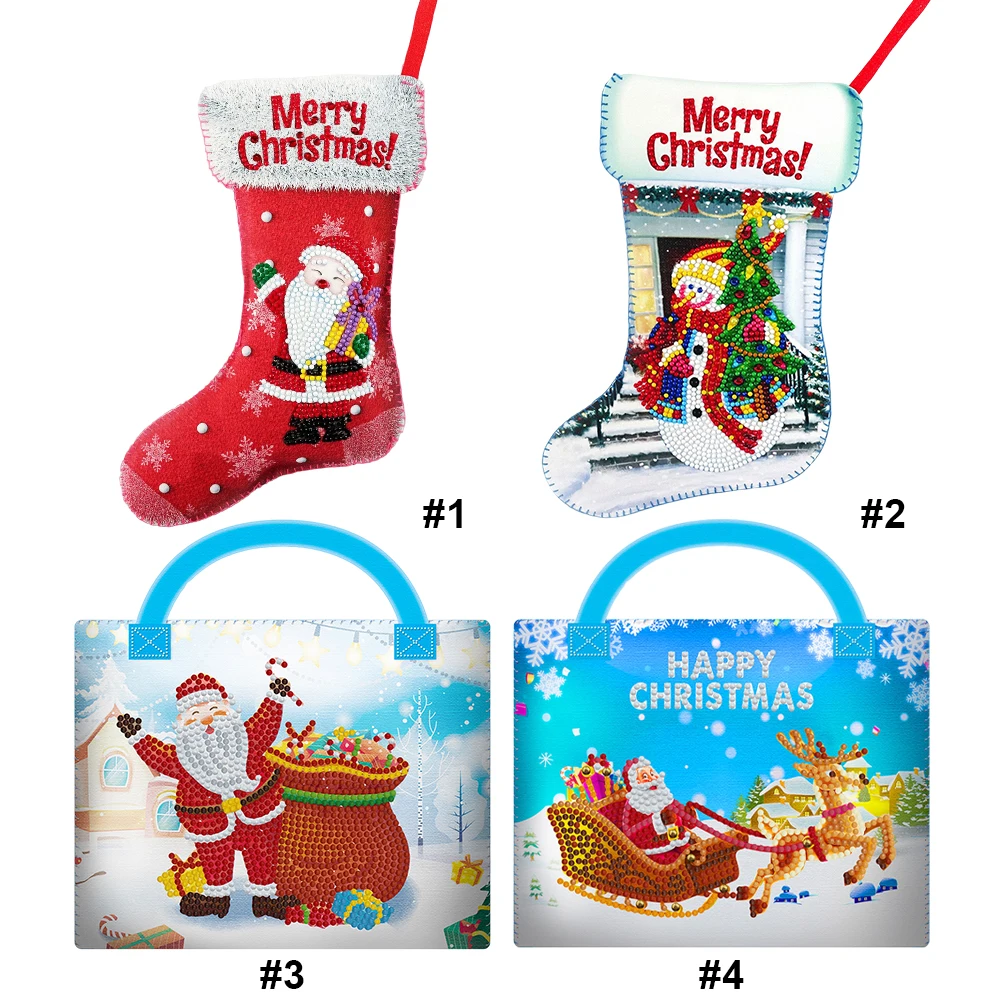 Christmas Diamond Painting Stocking DIY Diamond Art Candy Bag Diamond Art Kits Diamond Present Stockings for Holiday Favor