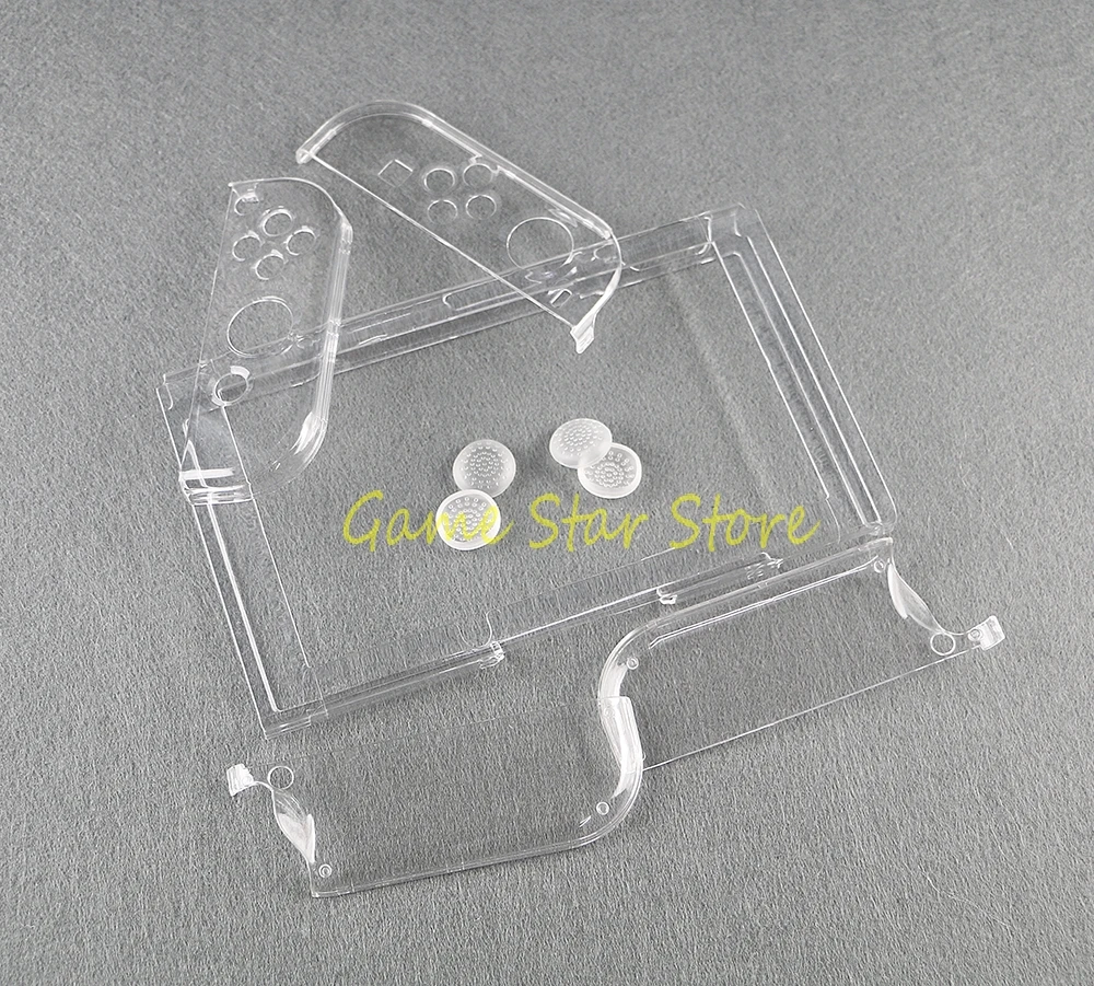1set Replacement For Nintendo NS Switch Clear Transparent Crystal Case Protective Cover with Anti-slip Cap