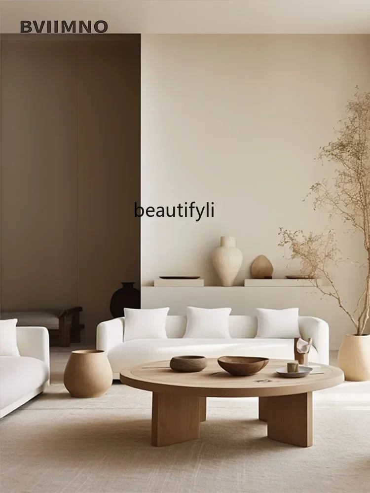 Q181  Japanese-Style Simple Living Room Home Solid Wood Coffee Table B & B Club Nordic Log round Low Table Coffee Table