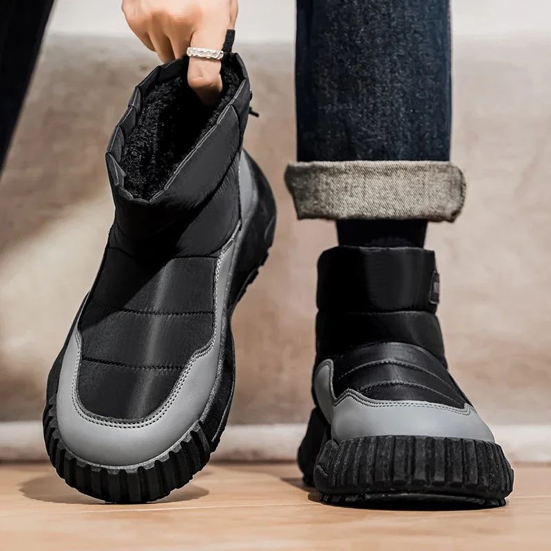 

Winter Snow Boots Soft and Comfortable Ankle Boots for Men Add Velvet Men's Sports and Leisure Wear-resistant Non-Slip Sneakers