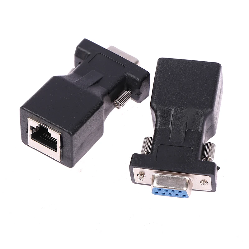 1pcs DB9 RS232 Male/Female To RJ45 Female Adapter COM Port to LAN Ethernet Port Converter