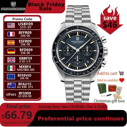 PAGANI DESIGN 2025 nuevo homenaje a CK2998 reloj lunar hombres relojes de cuarzo de lujo para hombres AR cristal de zafiro cronógrafo deportivo hombre