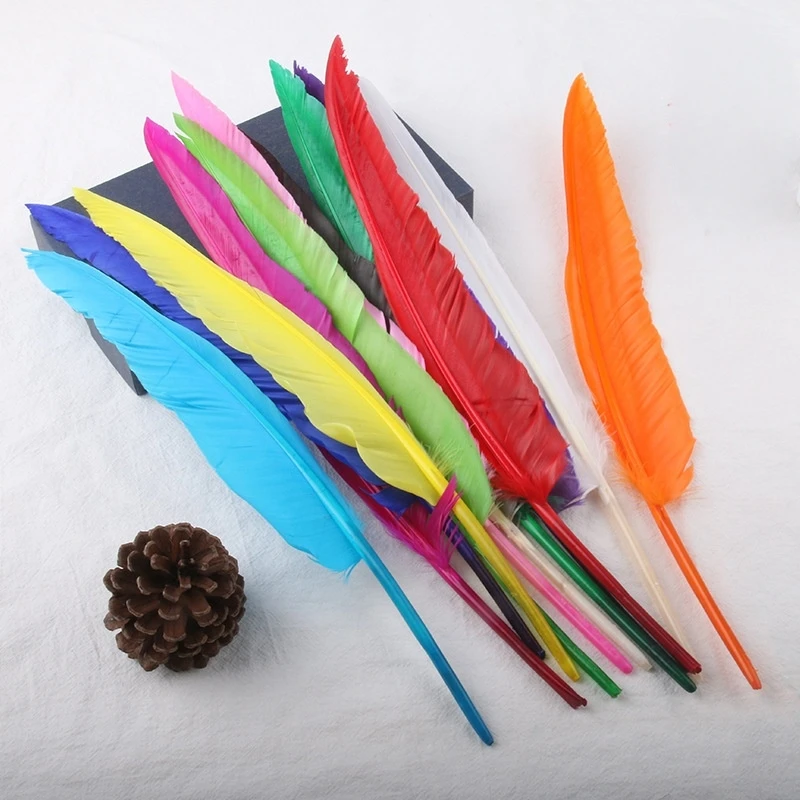 30-35cm Long Red Turkey Feathers Duck Pointer Wing Goose Feather for Crafts White Black Accessories Carnival Decoration