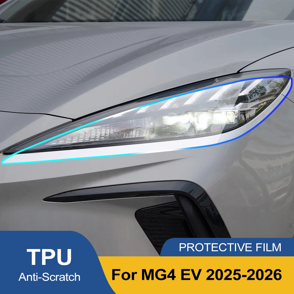 Anti-Scratch TPU PPF Headlight Cover for MG4 EV 2025-2026 High Gloss Smoke Black Pre-Cut Vinyl Wrapping Protection Film Kit