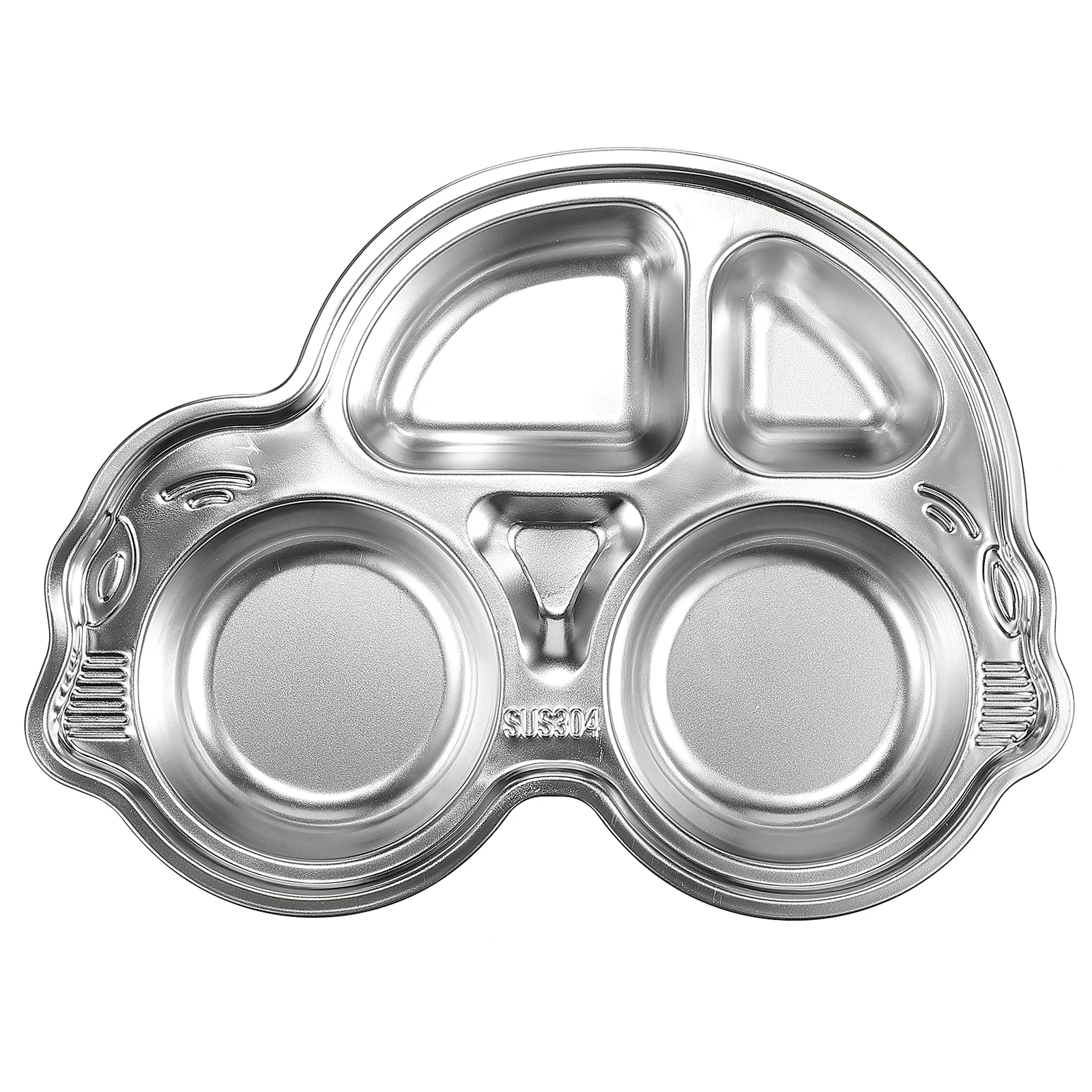 

1pc Children's Fast Food Tray Kids Meal Plate Steel 304 Compartment Divided Lunch Cartoon Shape Camping Picnic