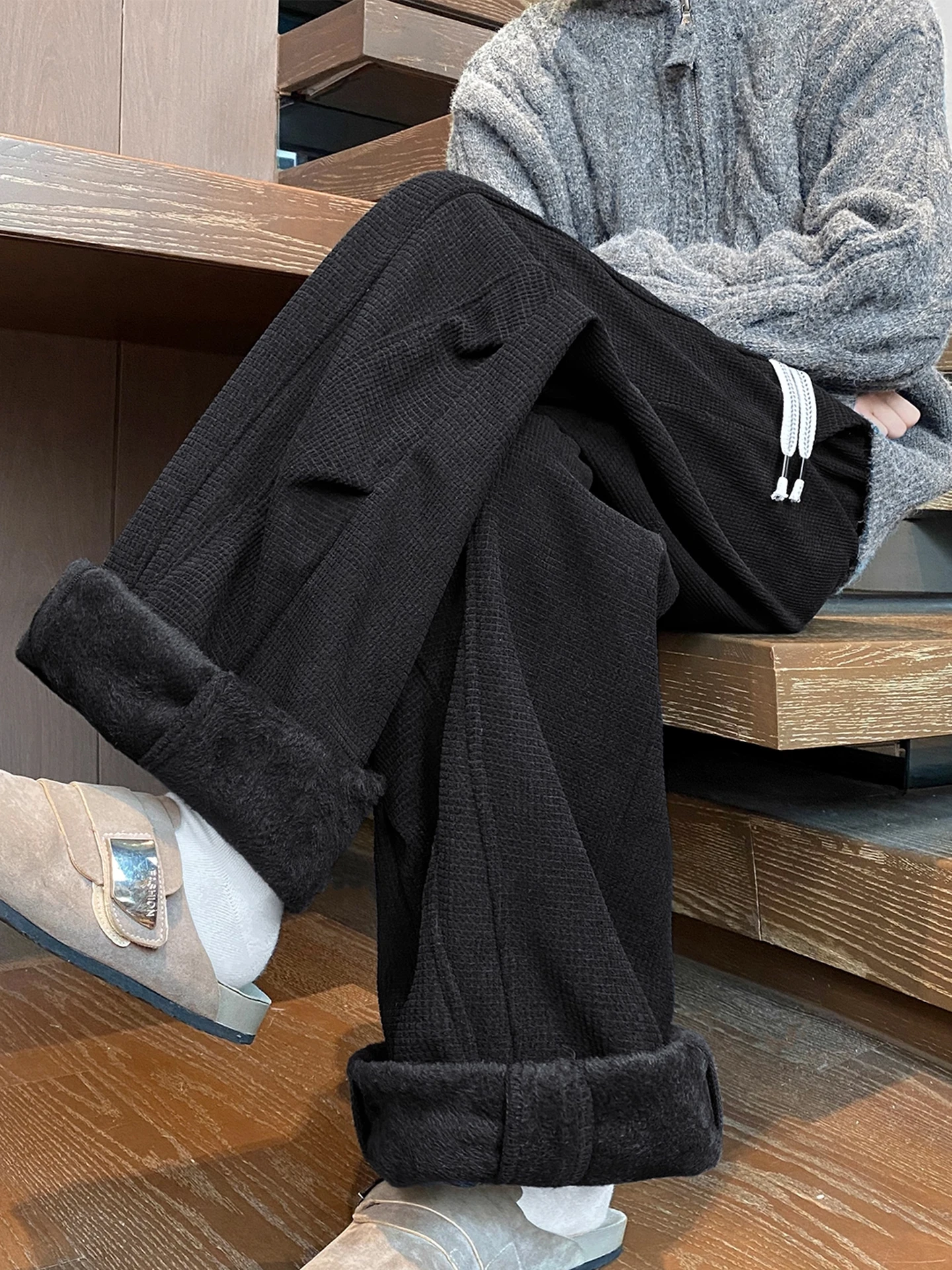 

Мужская зимняя модная брендовая тяжелая вельветовая рабочая одежда с подкладкой American Sle, прямые брюки, теплая повседневная одежда...