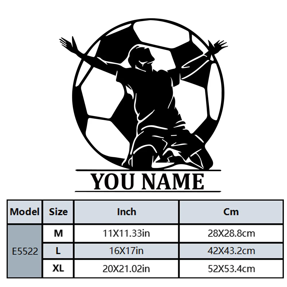 1PC Colorful Soccer Customizable Name Wall Art Decal Decoration Fashion Sticker Home Decor Wall Art Sticker Murals view 2