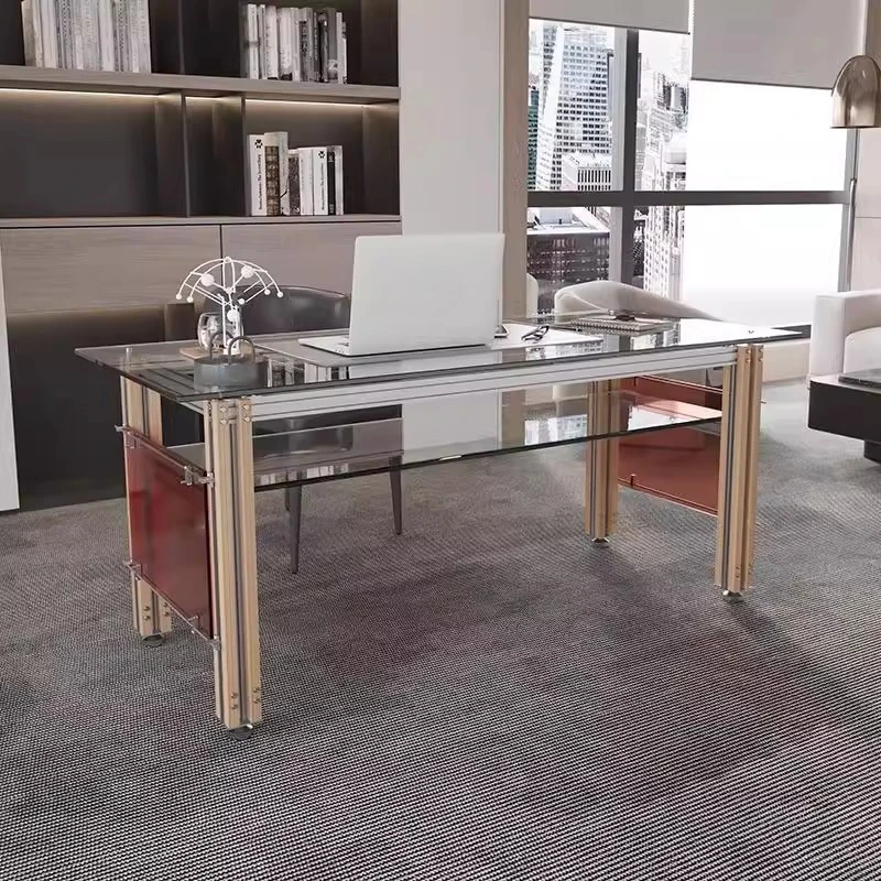 

Aluminum profile transparent glass computer desk rectangular minimalist design Nakajima desk