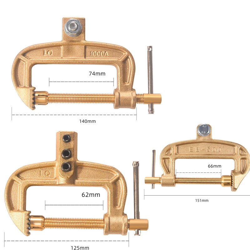 Welding Ground Clamp 500/800/1000A Heavy Duty Brass C Type Screw Earth Clip For TIG/MIG/MMA Welding Plasma Machine