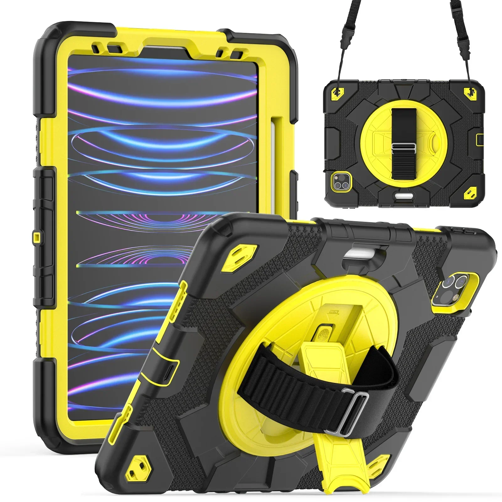 

Детский чехол для планшета для iPad Air Pro 11 10 9 8 7 6 5 Th 10,9 9,7 10,2 10,5 "Air 5 4 Противоударный вращающийся чехол с плечевым ремнем и подставкой