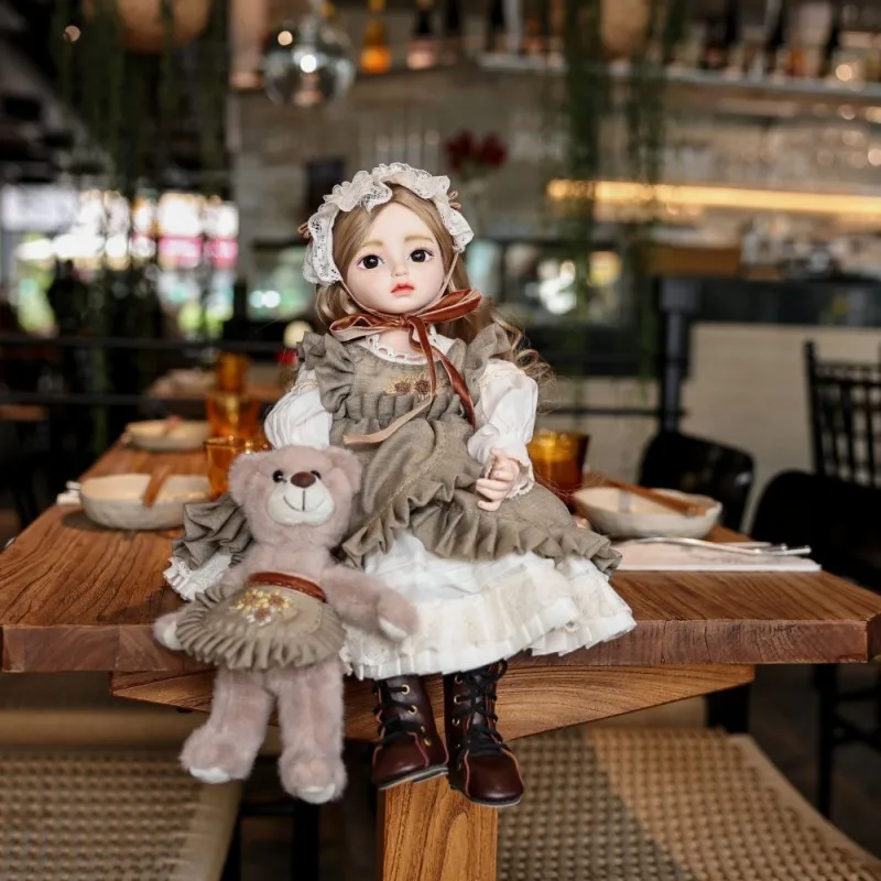 

Cloveray 18 Inch Realistic BJD Doll Countryside Style Vinyl Doll Spherical Joint Doll Toy Hobby Collection Handmade Art Kid Gift