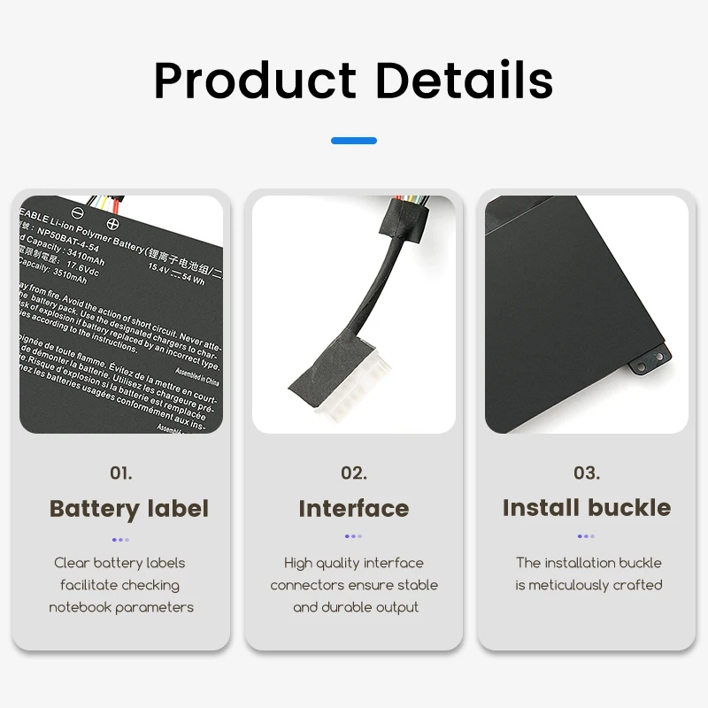 NP50BAT-4-54 6-87-NPSKS-53G00 Laptop Battery For Clevo NP70 JiangXin X17 AT22 JiangXin X15 XS22 XS2021 Hasee T8-DA7NP i7