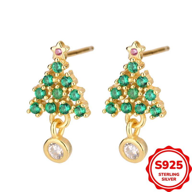 

Fashionable and Authentic S925 Silver Christmas Tree Style Women's Versatile Earrings