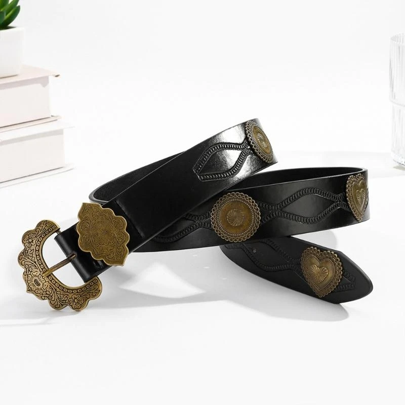 Adjustable Leather Belt Unisex Stylish Belt Retros Styles Durability Waistband for Fashion Individuals