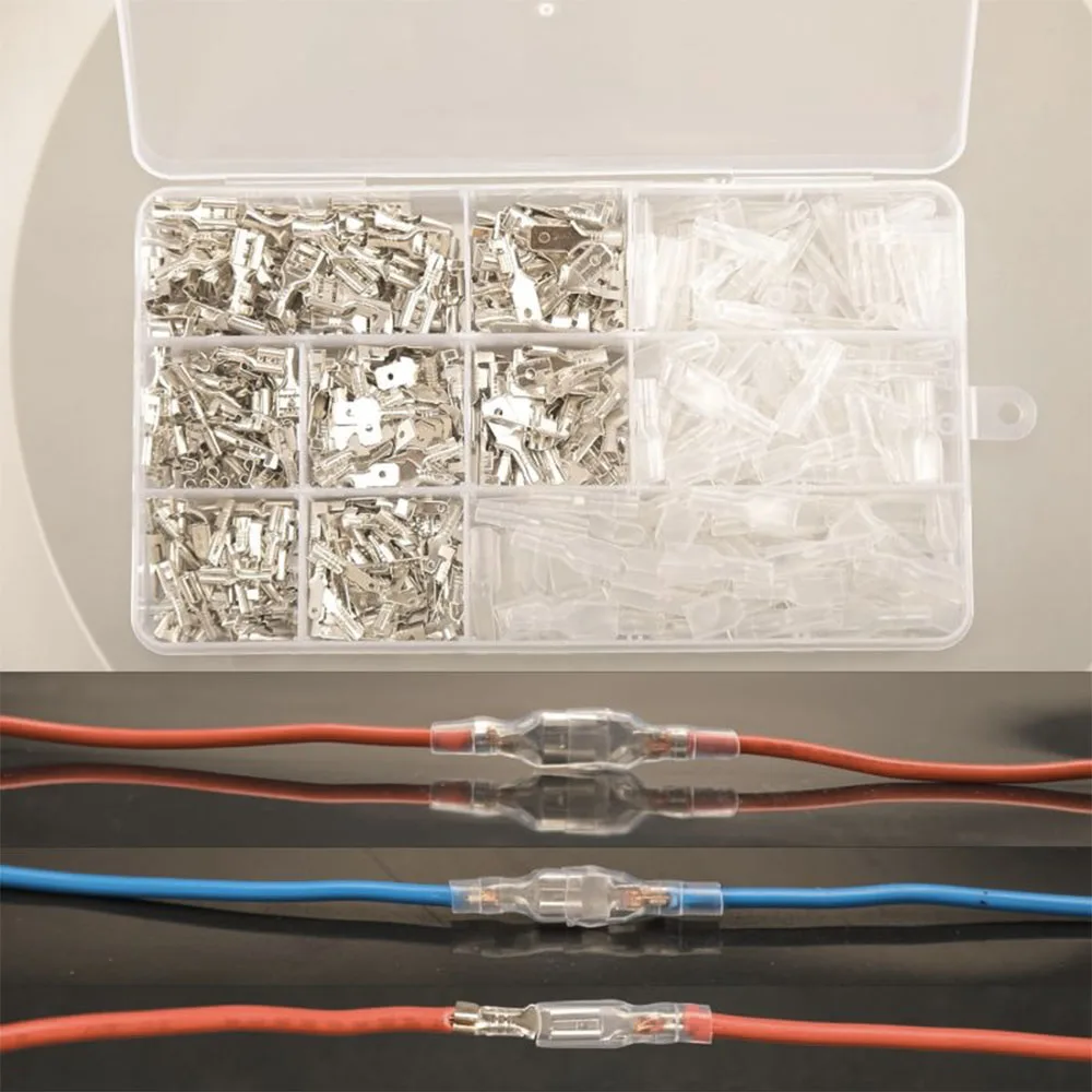 540pcs 2.8mm 4.8mm 6.3mm Male and Female Spade Connectors Kit with Insulating Sleeve, Crimp Terminals Electrical Connectors