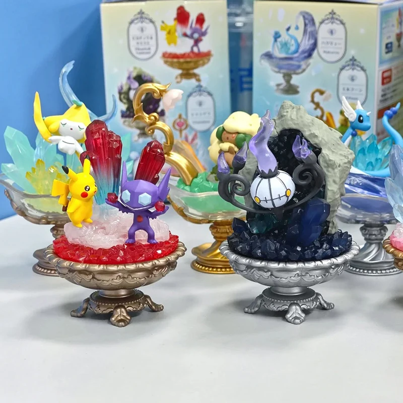 Genuine Pokemon Action Figures Gemstone Collection Pikachu Sableye Dragonair Sylveon Whimsicott Model Toy Kids Gifts